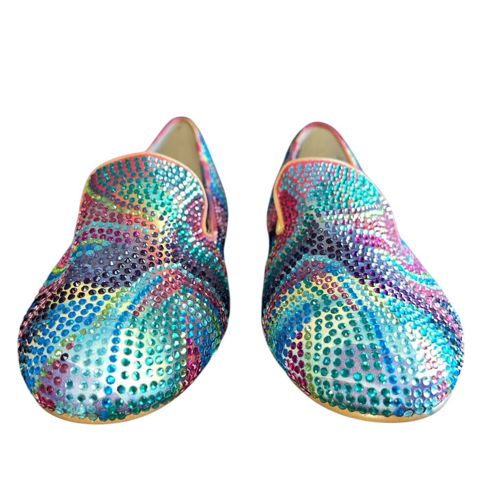 Steve Madden Multicolor Rhinestone Slip-On Flats Rainbow - Picture 3 of 9